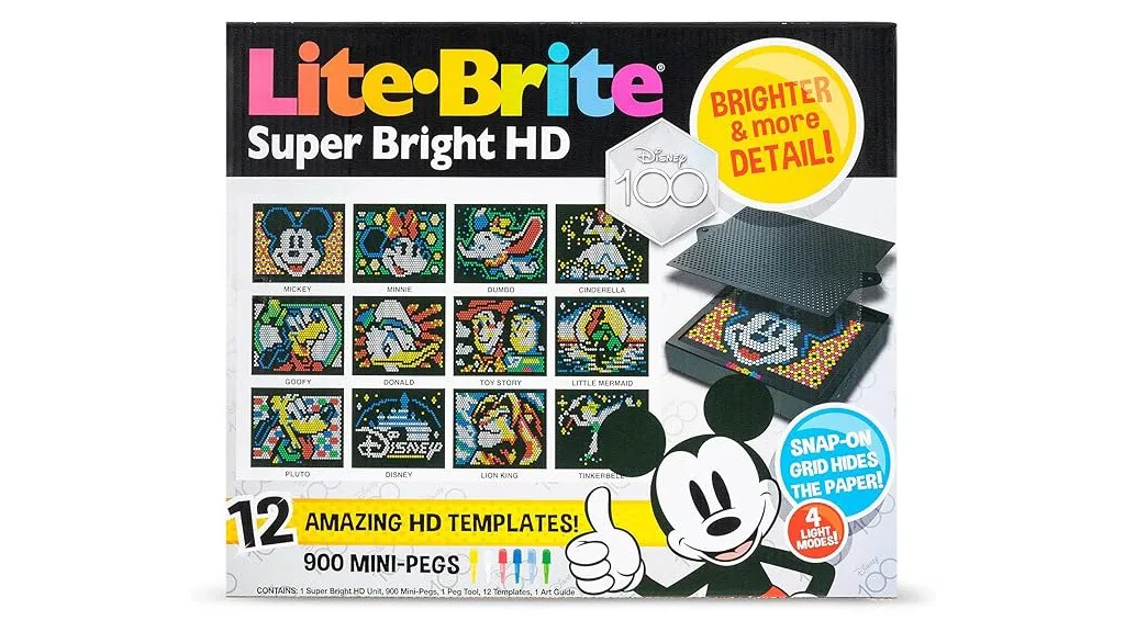 A Lite-Brite Super Bright HD Disney100 kiadás varázslatosan fényes, tündérpor nélkül.
