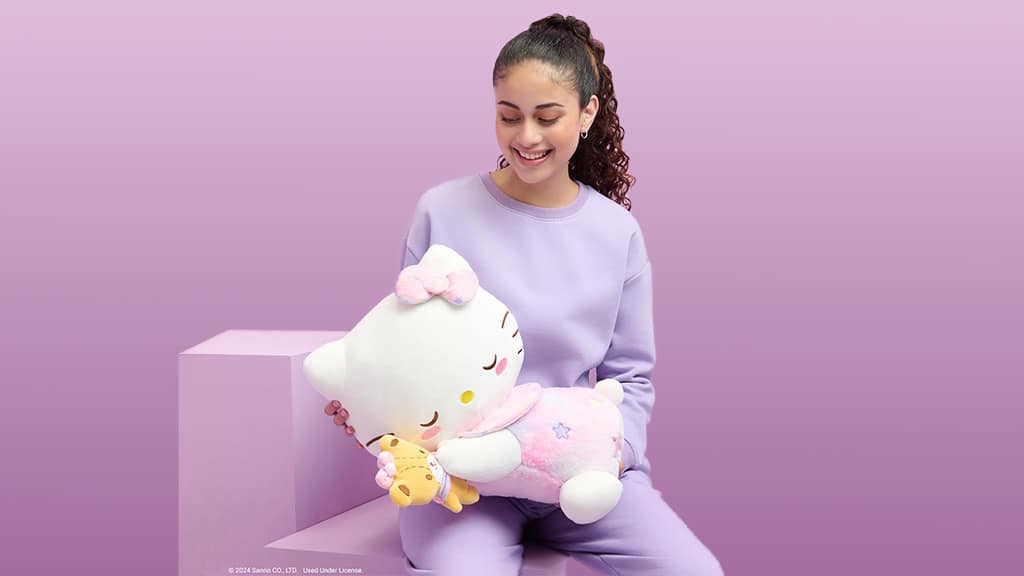 Játékbemutató: Jazwares Hello Kitty és barátai 18 hüvelykes Dreamland alvó plüssfigura