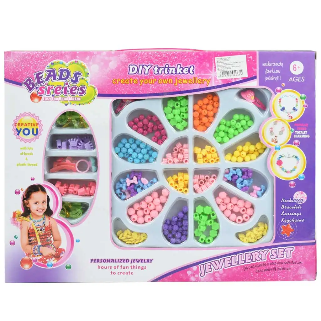 Beads Series: Nyaklánc és ékszerkészítő szett 200+ színes gyönggyel és kiegészítőkkel tárolótálcán kép 1