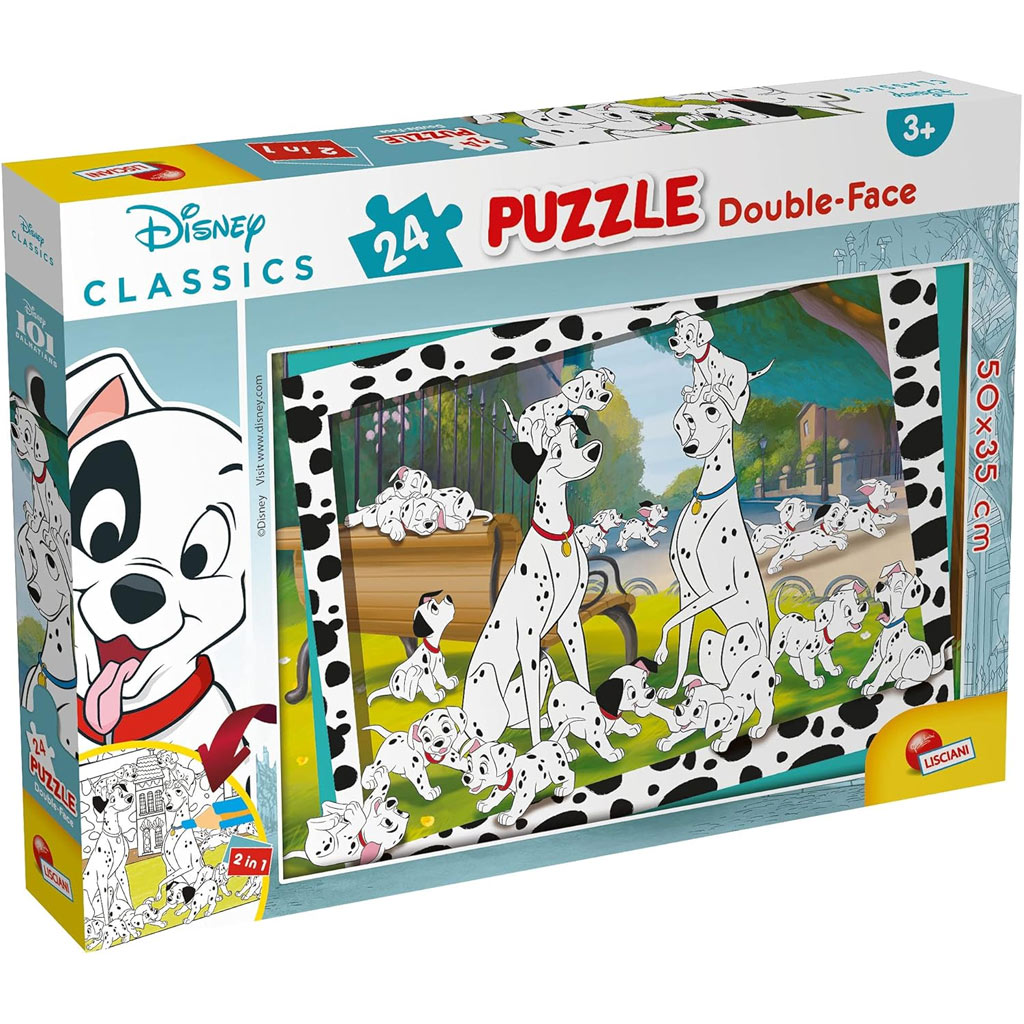 Disney 101 kiskutya 2 az 1-ben 24db-os puzzle és színező 50x35cm - Lisciani kép 1