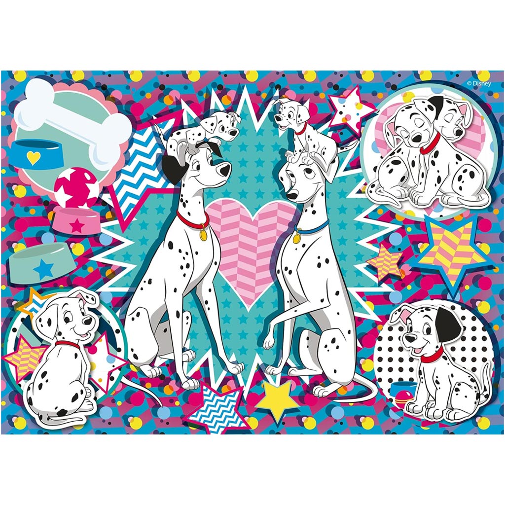 Disney 101 kiskutya 2 az 1-ben 24db-os puzzle és színező 35x25cm - Lisciani kép 2