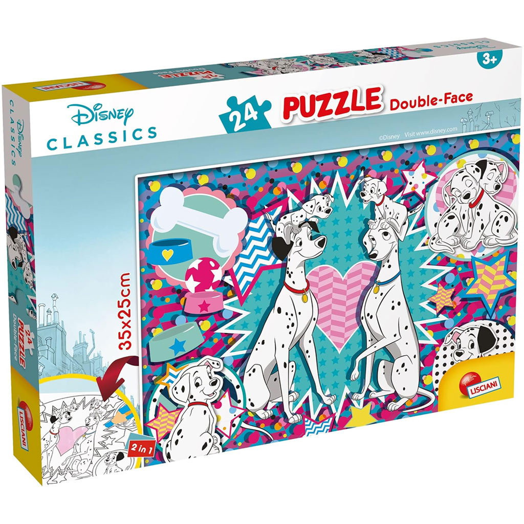 Disney 101 kiskutya 2 az 1-ben 24db-os puzzle és színező 35x25cm - Lisciani kép 1