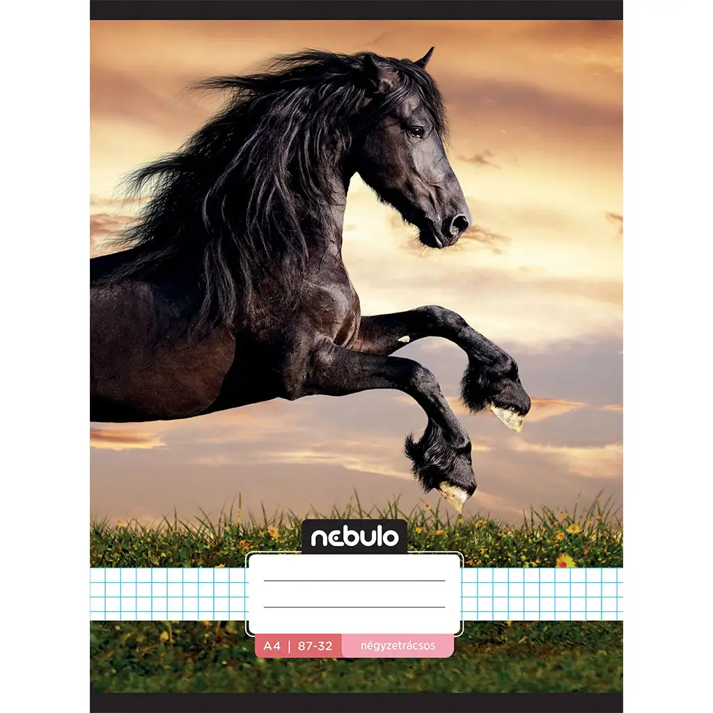 Nebulo: Tűzött kockás - Ló a naplementében mintás füzet 87-32 A/4 kép 1