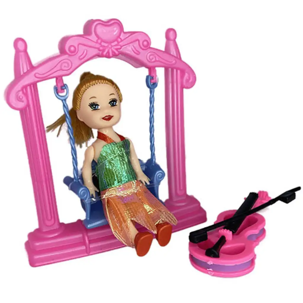 Katie: Sandra baba pink hintával és hegedűvel 10cm kép 1