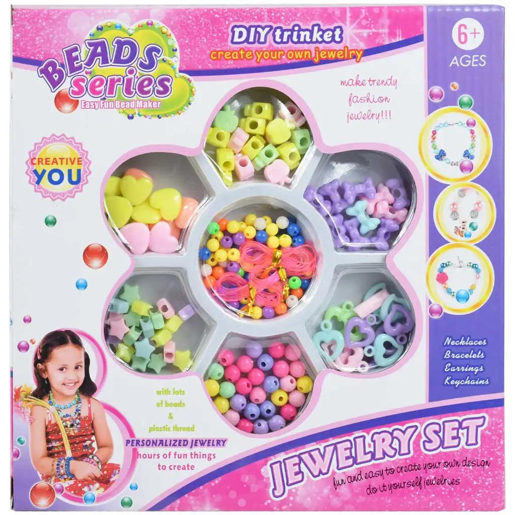 Beads Series: Ékszerkészítő szett 100+ színes gyönggyel vegyes formákban és színekben kép 1