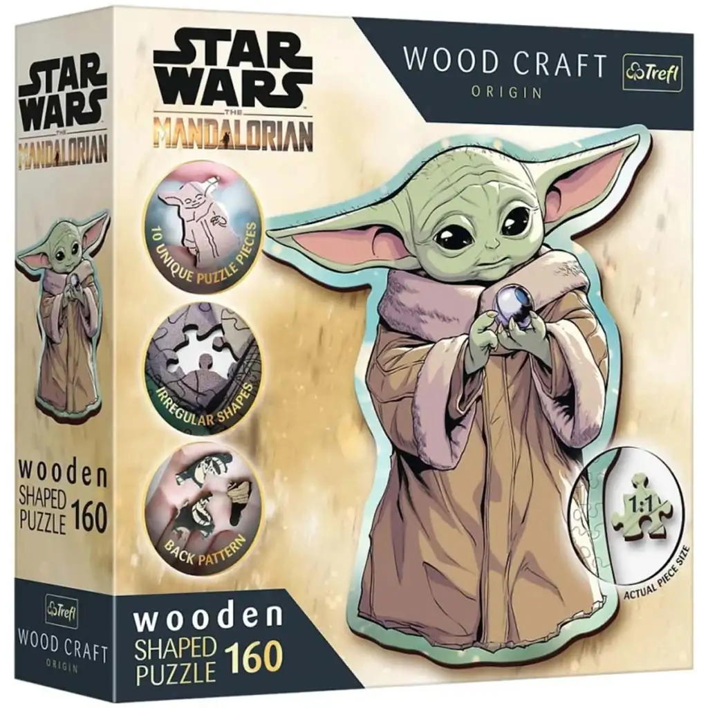 Wood Craft: Star Wars - A Mandalorián Grogu 160 db-os prémium fa puzzle - Trefl kép 1