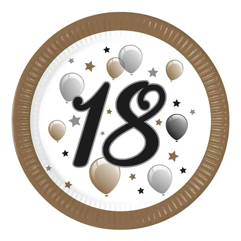 "18" év feliratos papírtányér 8db-os szett 23cm kép 1