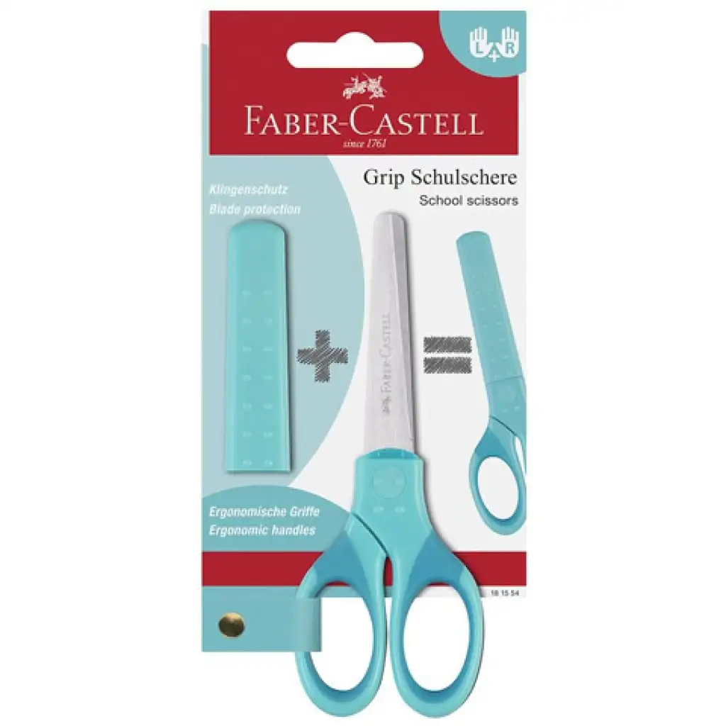 Faber-Castell: Grip iskolai olló türkiz színben pengevédővel kép 1