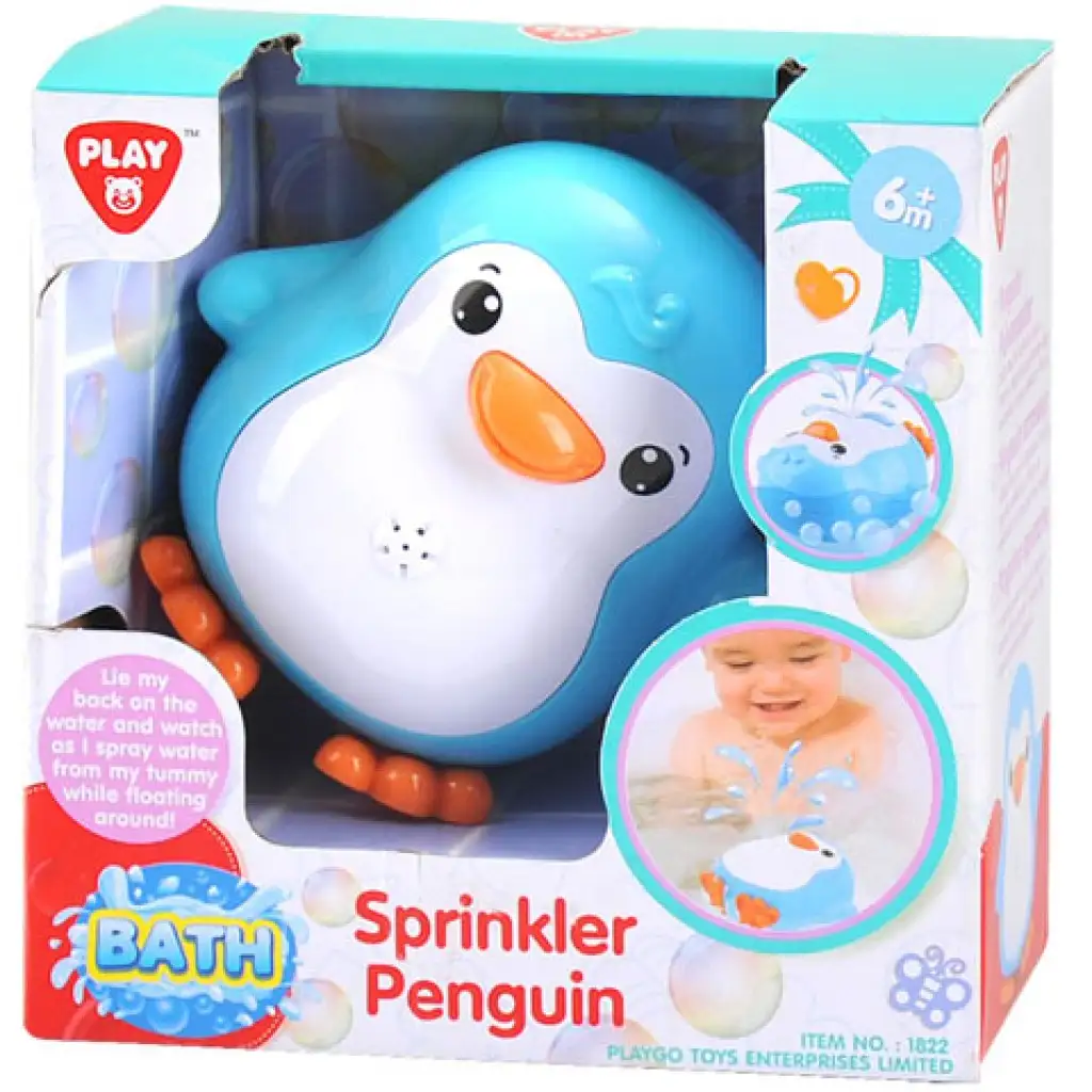 Playgo: Vizet spriccelő kék pingvin fürdőjáték kép 1