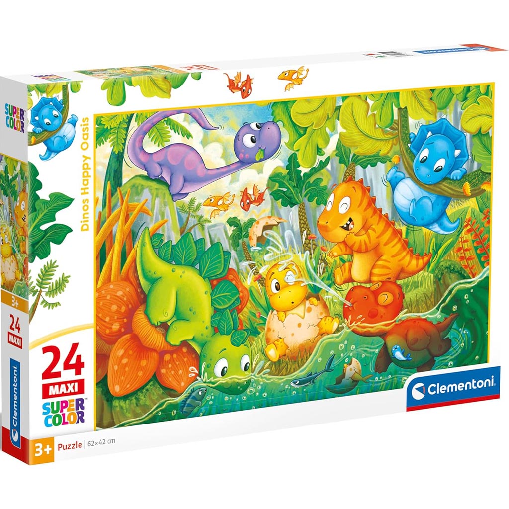 Játszadozó dinók 24 db-os maxi supercolor puzzle - Clementoni kép 1