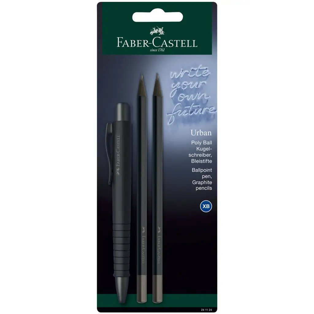 Faber-Castell: Poly Ball fekete 3 db-os golyóstoll szett grafitceruzával kép 1