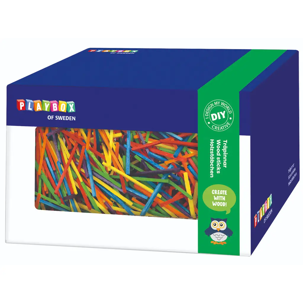 PlayBox: Színes fa pálcika szett dobozban 350 gramm kép 1