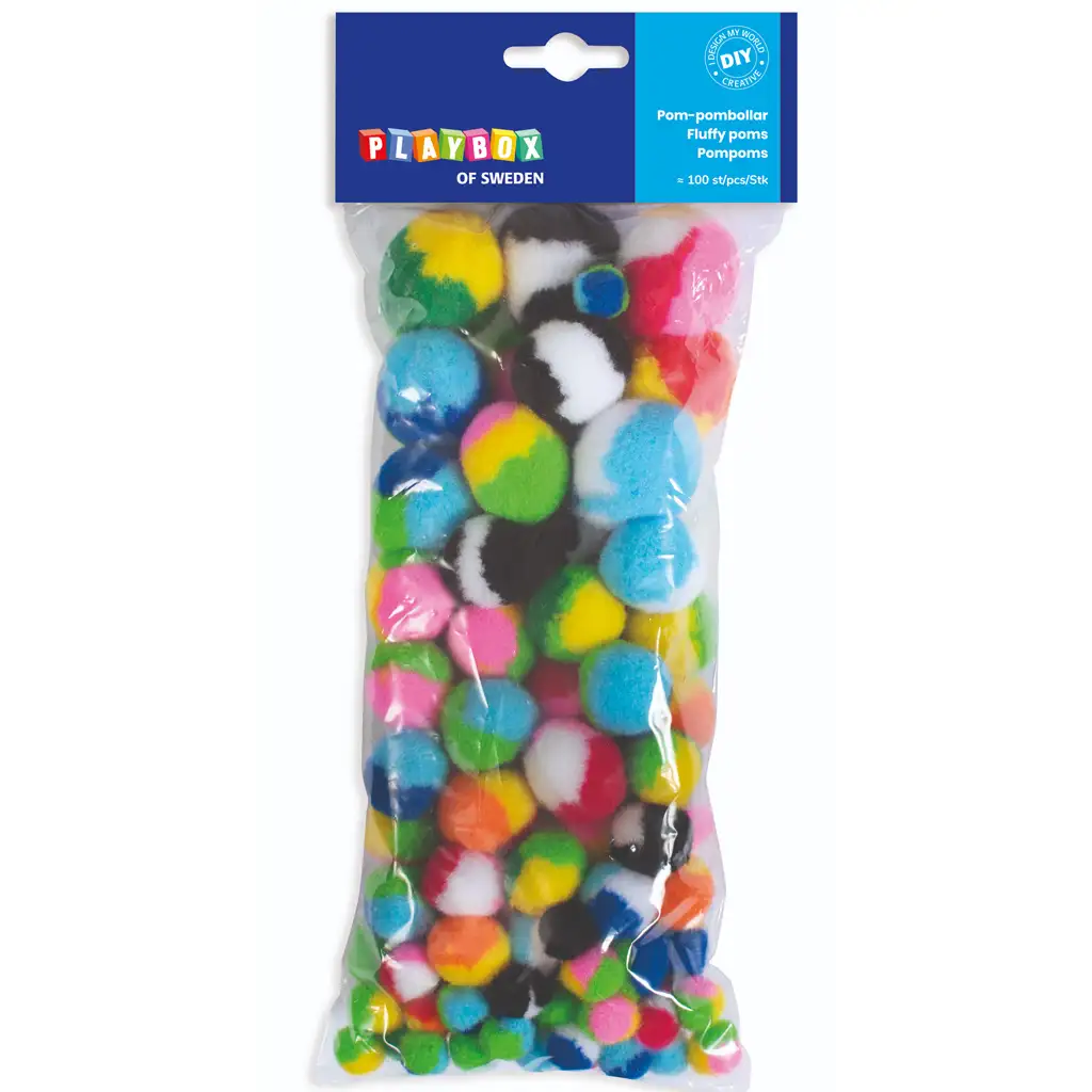 PlayBox: Színes 100 db-os pompon szett többféle méretben kép 1