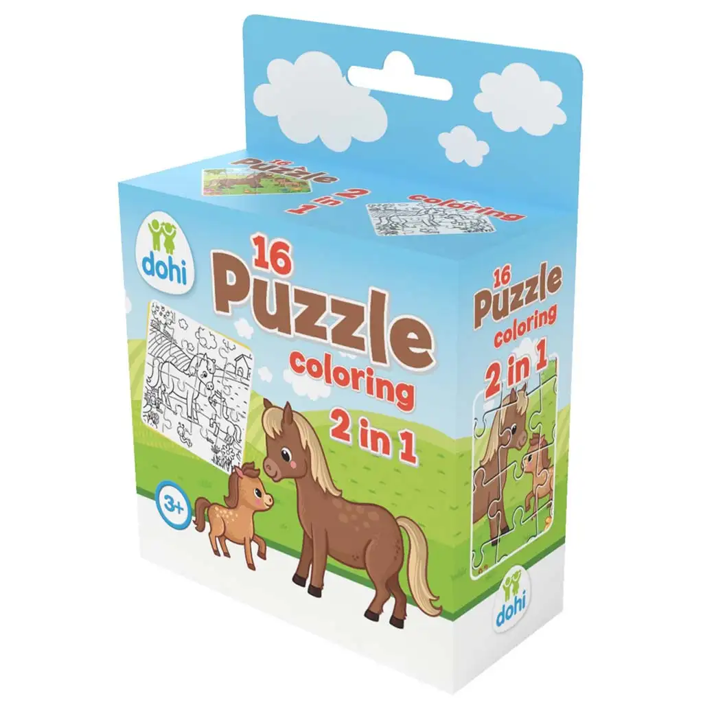 16 Darabos Színezős Puzzle 2 az 1-ben - Póni kép 1