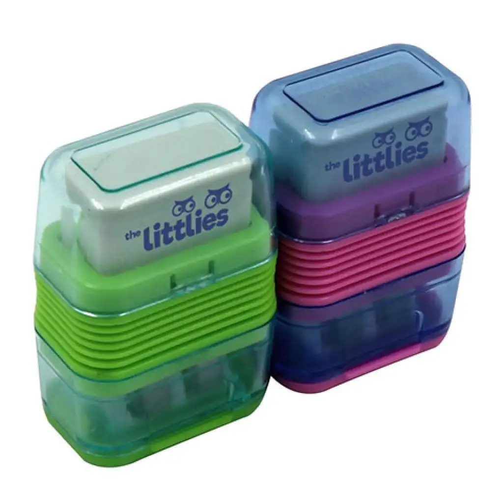 The Littlies: 2 lyukú hegyező radírral többféle változatban kép 2