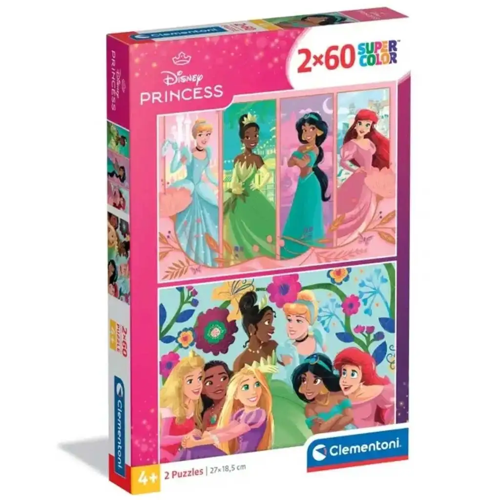 Disney Hercegnők 2x60db-os Supercolor puzzle - Clementoni kép 1
