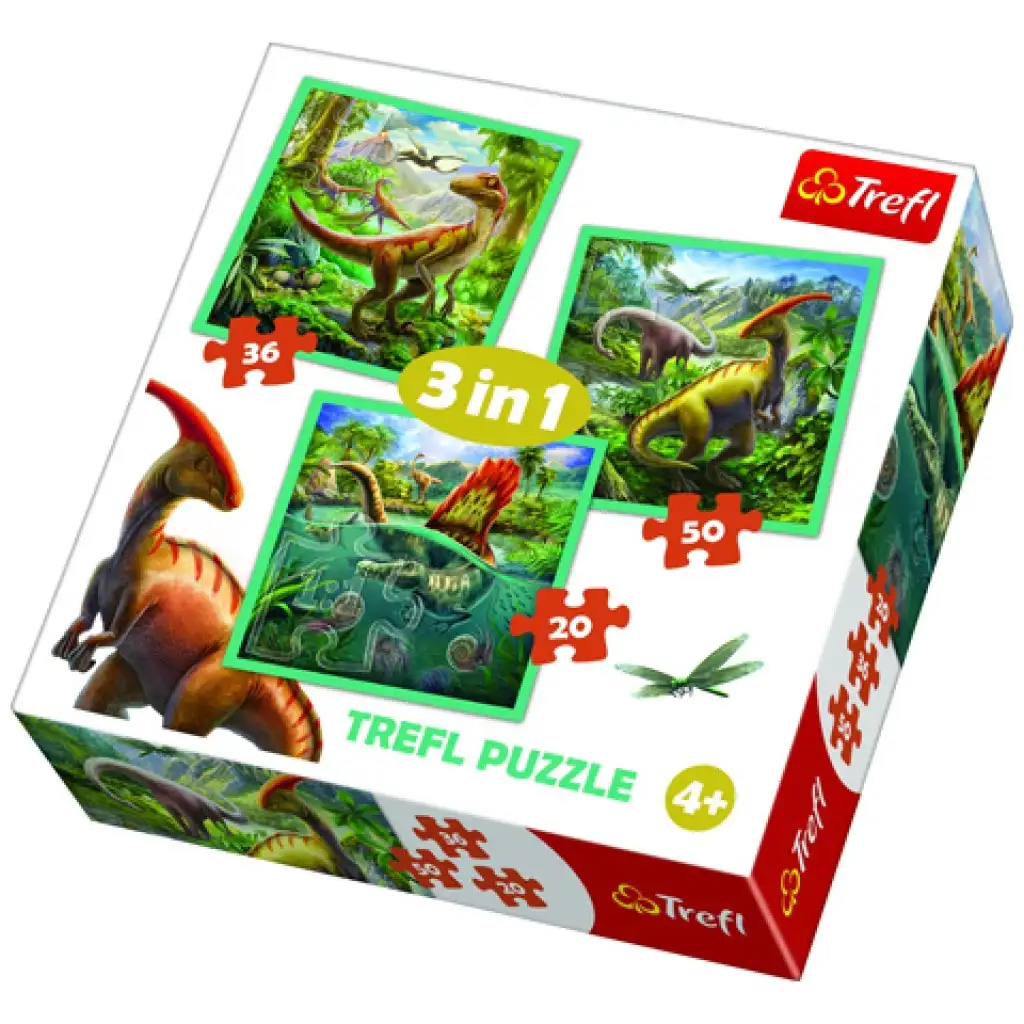 3 az 1-ben dinoszauruszos puzzle szett - Trefl kép 1