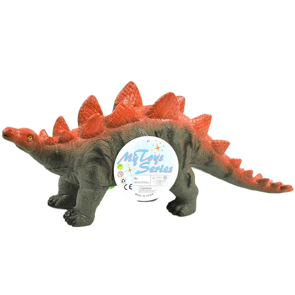 Dino World: Vinyl anyagú hangot adó Stegosaurus dinoszaurusz figura pamut töltéssel 35cm-es méretben kép 1
