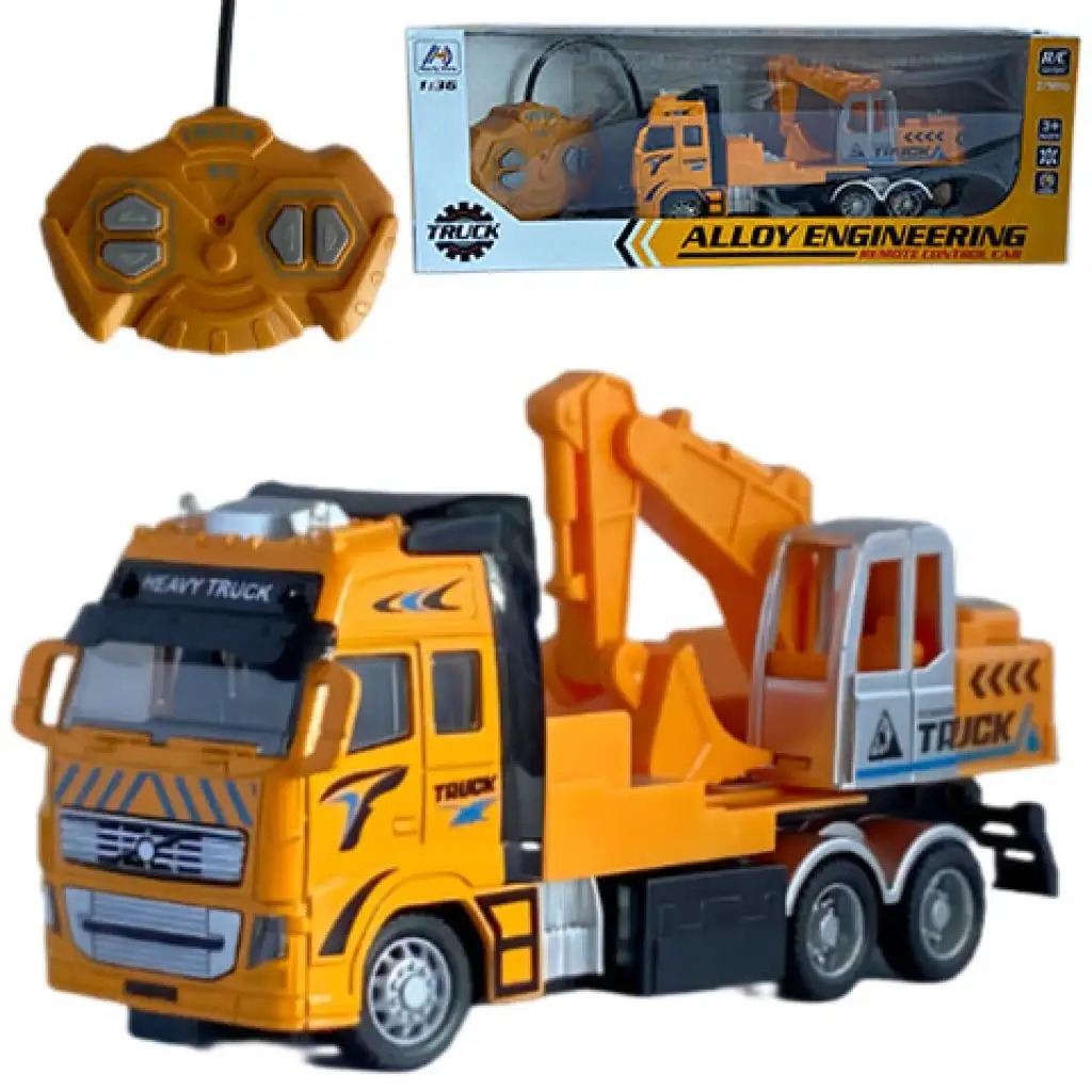 RC Távirányítós építőipari markoló vagy daruskocsi munkagép fénnyel kétféle változatban 27MHz 1/36-os méretarány 20cm kép 1