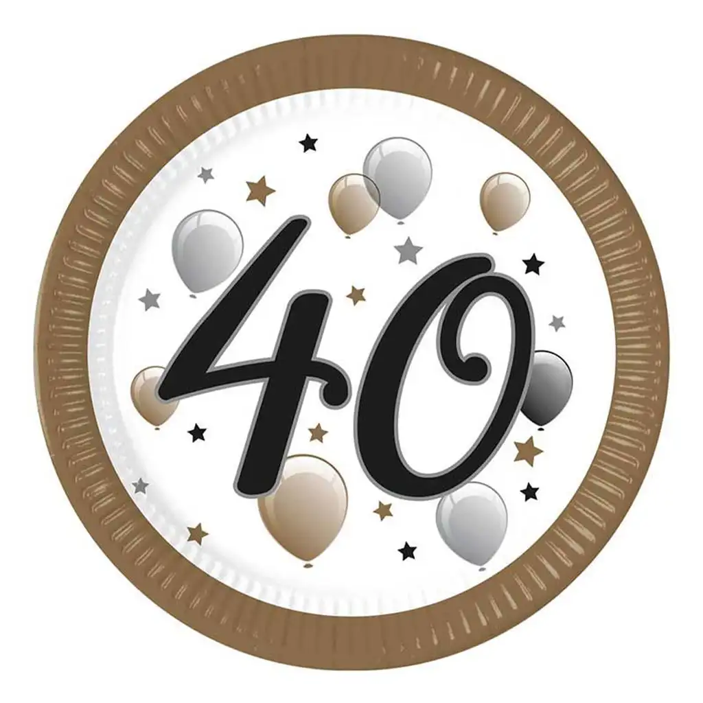 "40" év feliratos papírtányér 8db-os szett 23cm kép 1