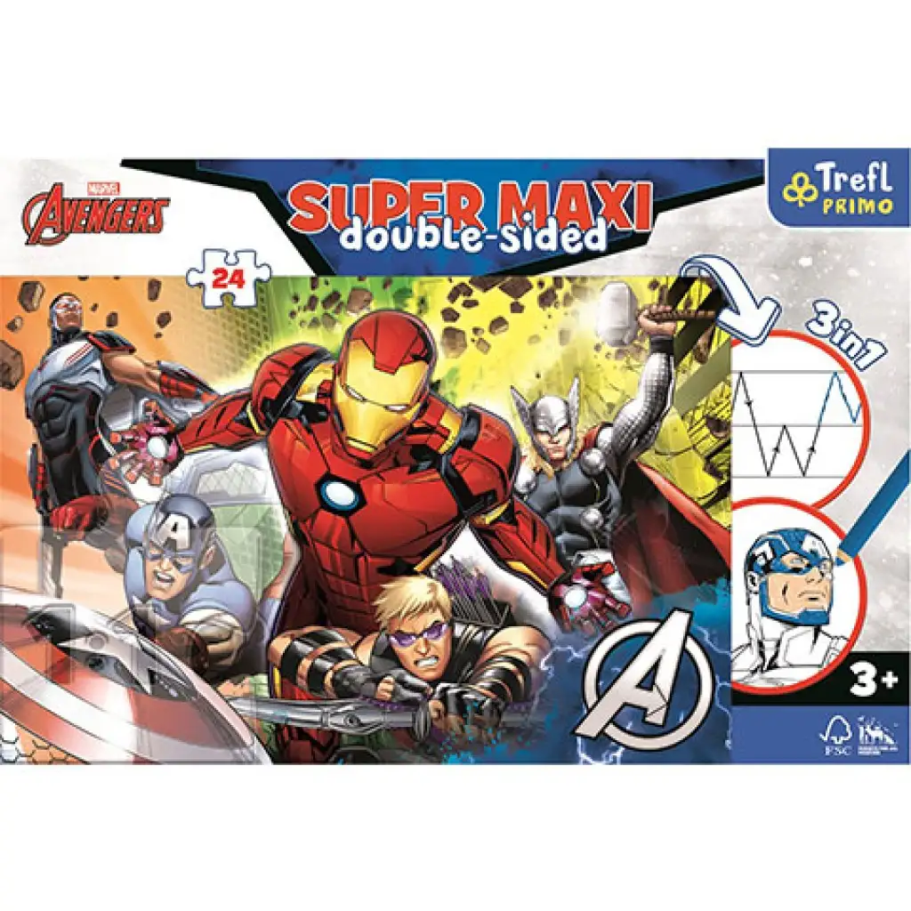 Bosszúállók SuperMaxi kétoldalas 3 az 1-ben puzzle 24db-os kép 1