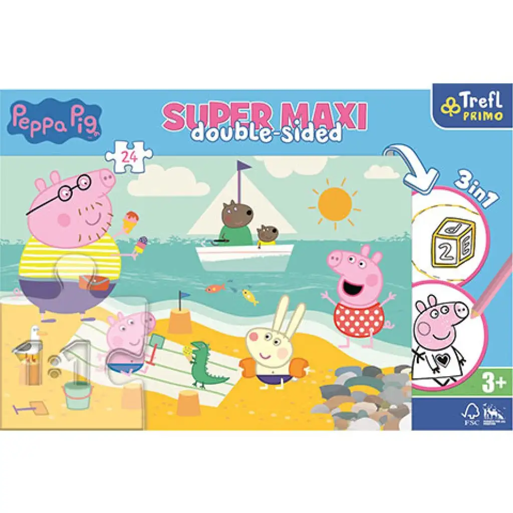 Peppa malac SuperMaxi kétoldalas 3 az 1-ben puzzle 24db-os kép 1