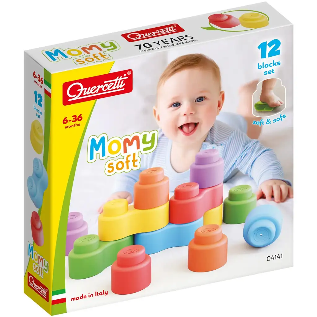 Quercetti: Momy Soft 12 db-os puha építőkocka szett kép 1