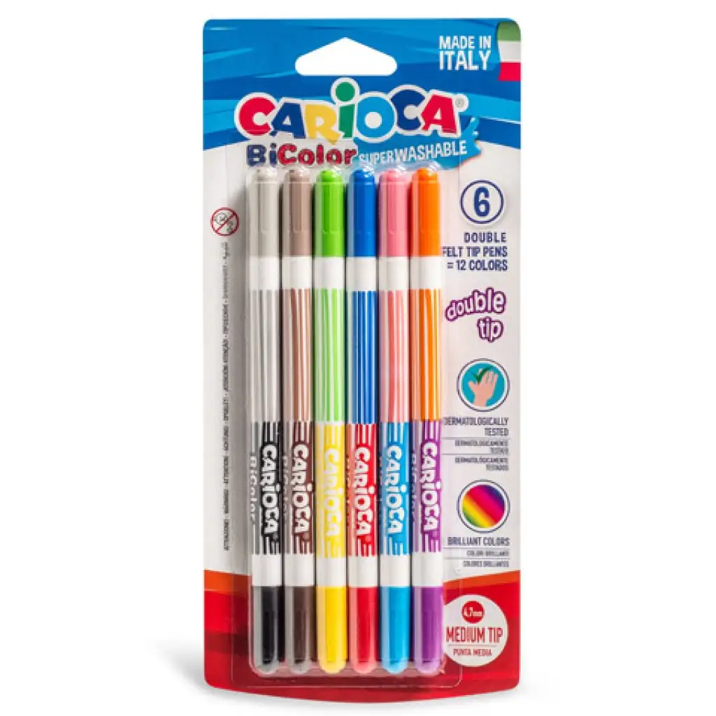 Kétszínű filctoll készlet 6db - Carioca kép 1