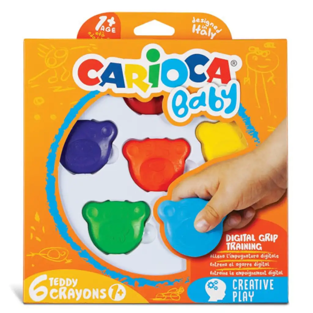 Maci formájú Baby Teddy zsírkréta 6 db-os - Carioca kép 1