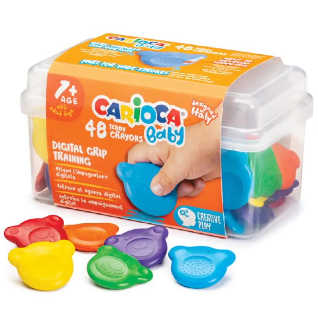Maci formájú Baby Teddy zsírkréta 48 db-os, tárolóban - Carioca kép 1