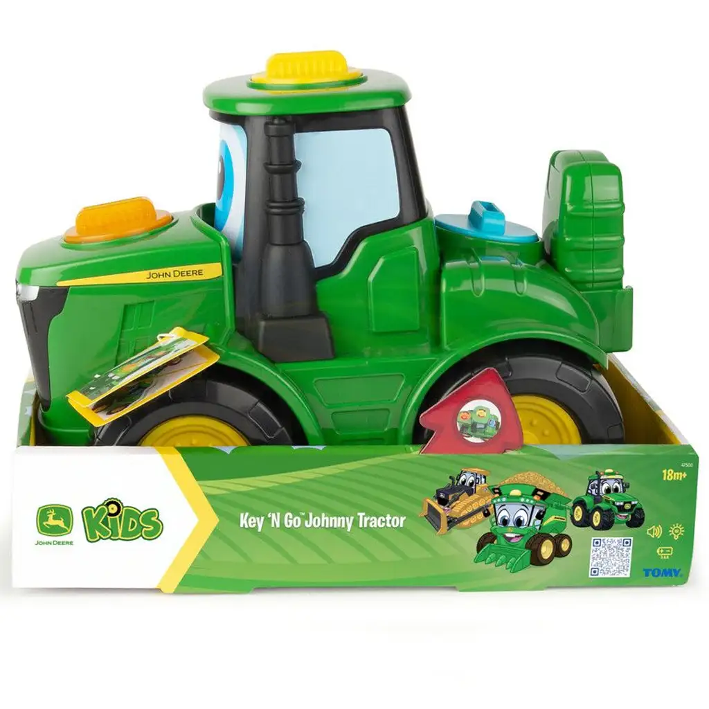 John Deere: Key 'n Go Johnny traktor indítókulccsal és mozgó funkcióval kép 4
