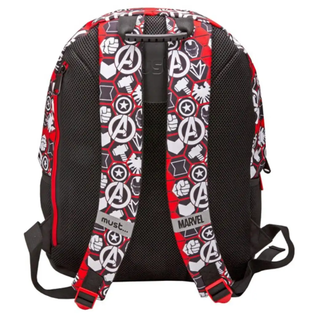 Must: Bosszúállók fekete-piros iskolatáska, hátizsák 32x18x43cm kép 2