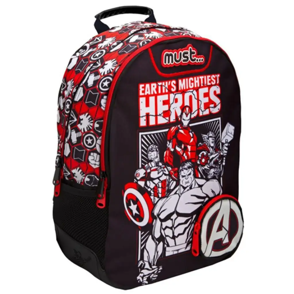 Must: Bosszúállók fekete-piros iskolatáska, hátizsák 32x18x43cm kép 1