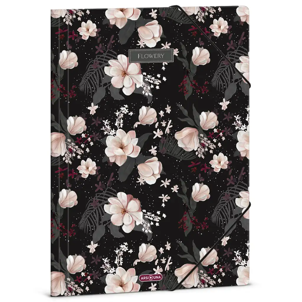 Ars Una: Flowery Black virágos gumis mappa A/4 kép 1