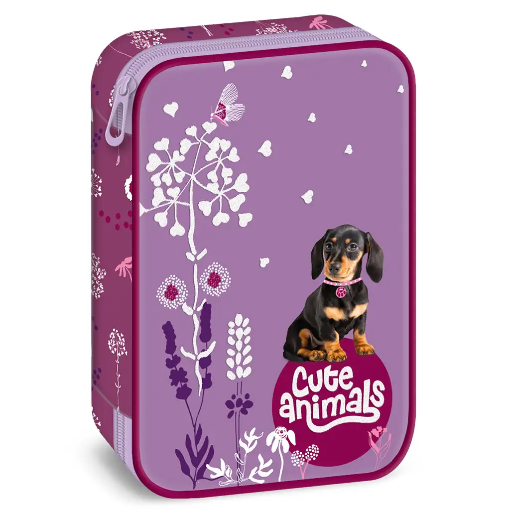 Ars Una: Cute Animals - Puppy tacskó mintás többszintes tolltartó 15,5x22,5x4,5cm kép 1