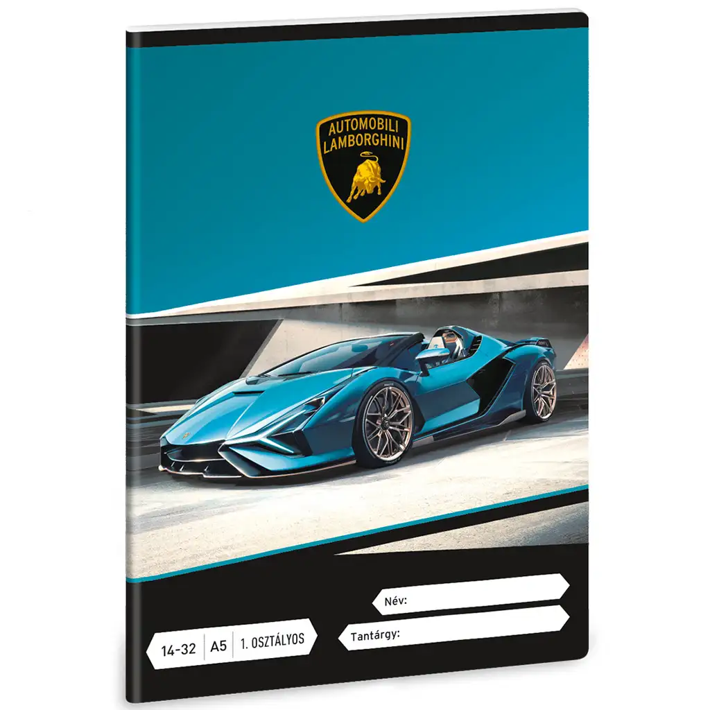 Ars Una: Lamborghini kék 1.osztályos vonalas füzet A/5 kép 1