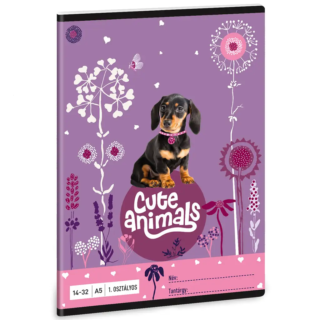 Ars Una: Cute Animals - Puppy tacskós 1.osztályos vonalas füzet A/5 kép 1