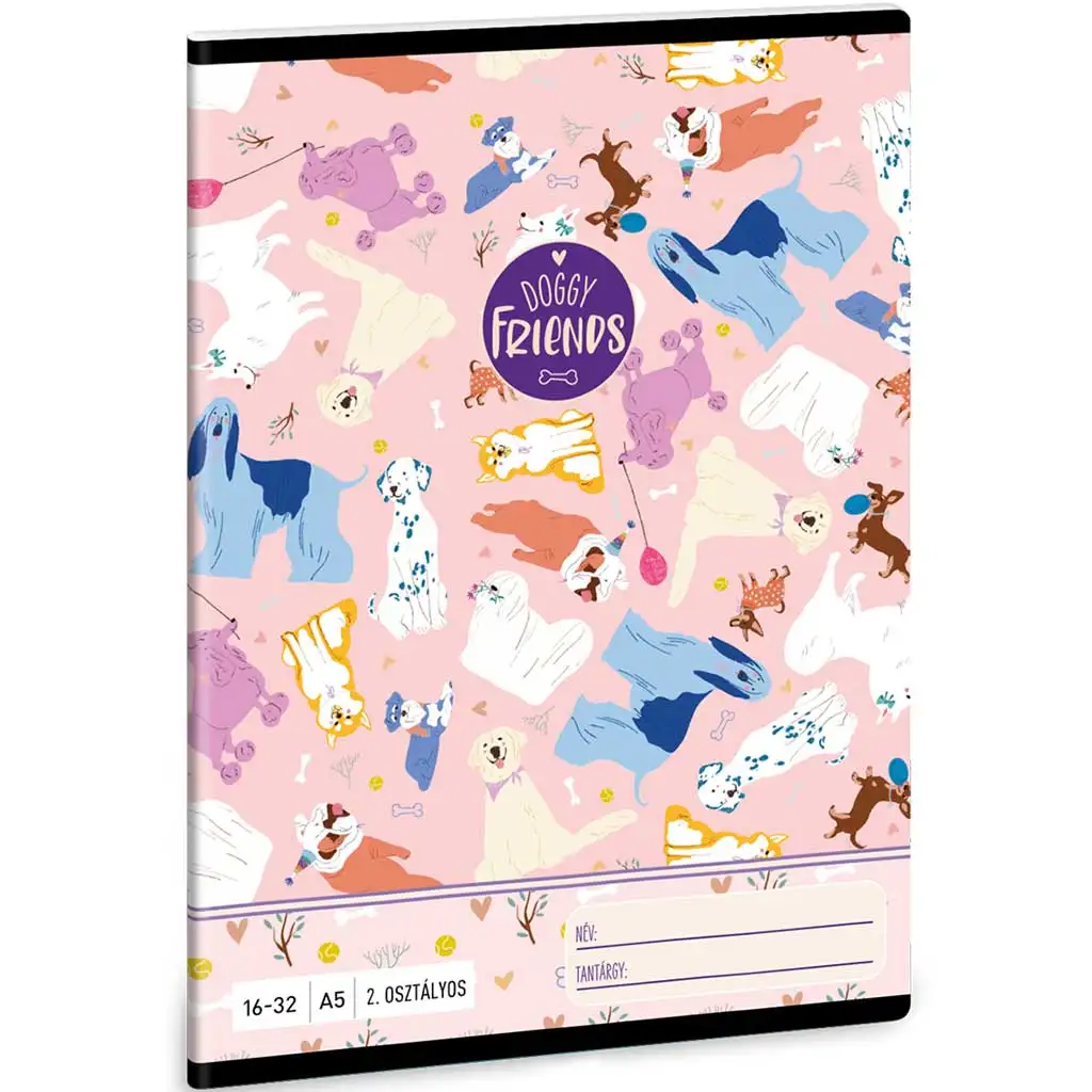 Ars Una: Doggy Friends - kutyusos 2. osztályos vonalas füzet 32 lapos A/5 kép 1