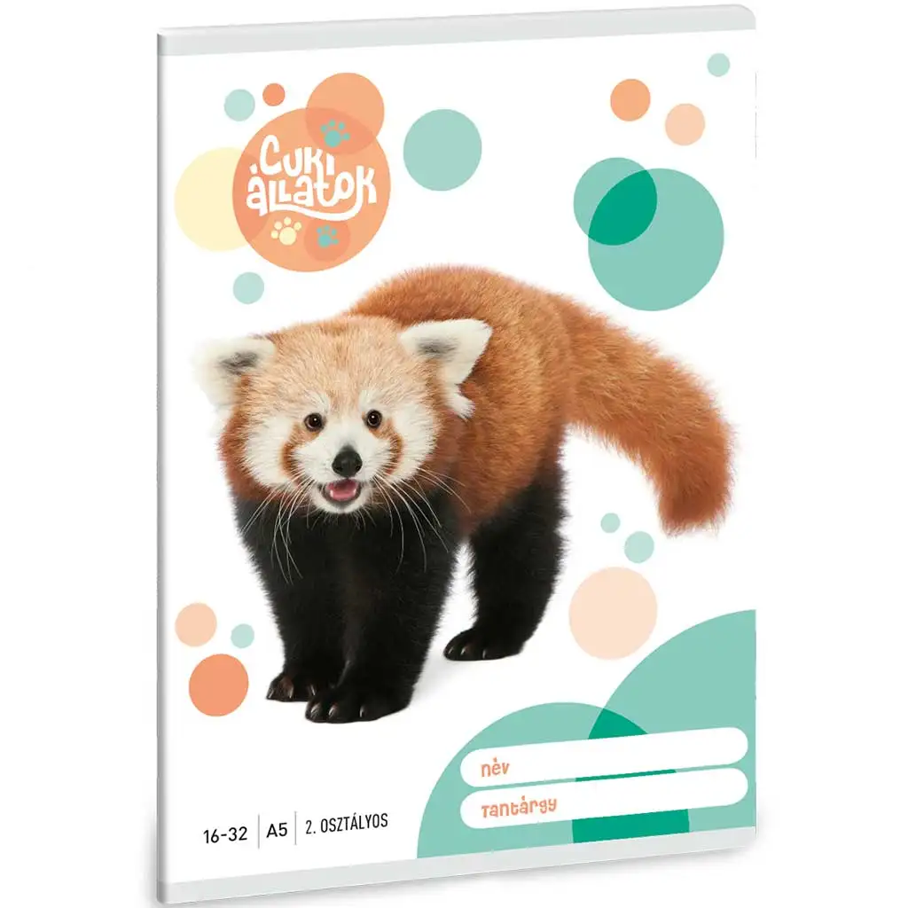 Ars Una: Cuki állatok - Vörös panda 2. osztályos vonalas füzet 32 lapos A/5 kép 1