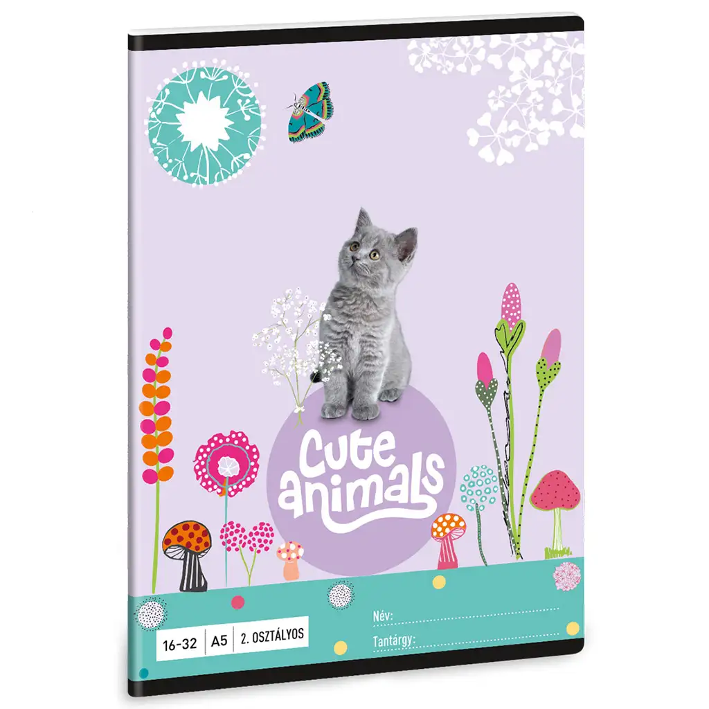 Ars Una: Cute Animals - Kitten cicás 2.osztályos vonalas füzet A/5 kép 1