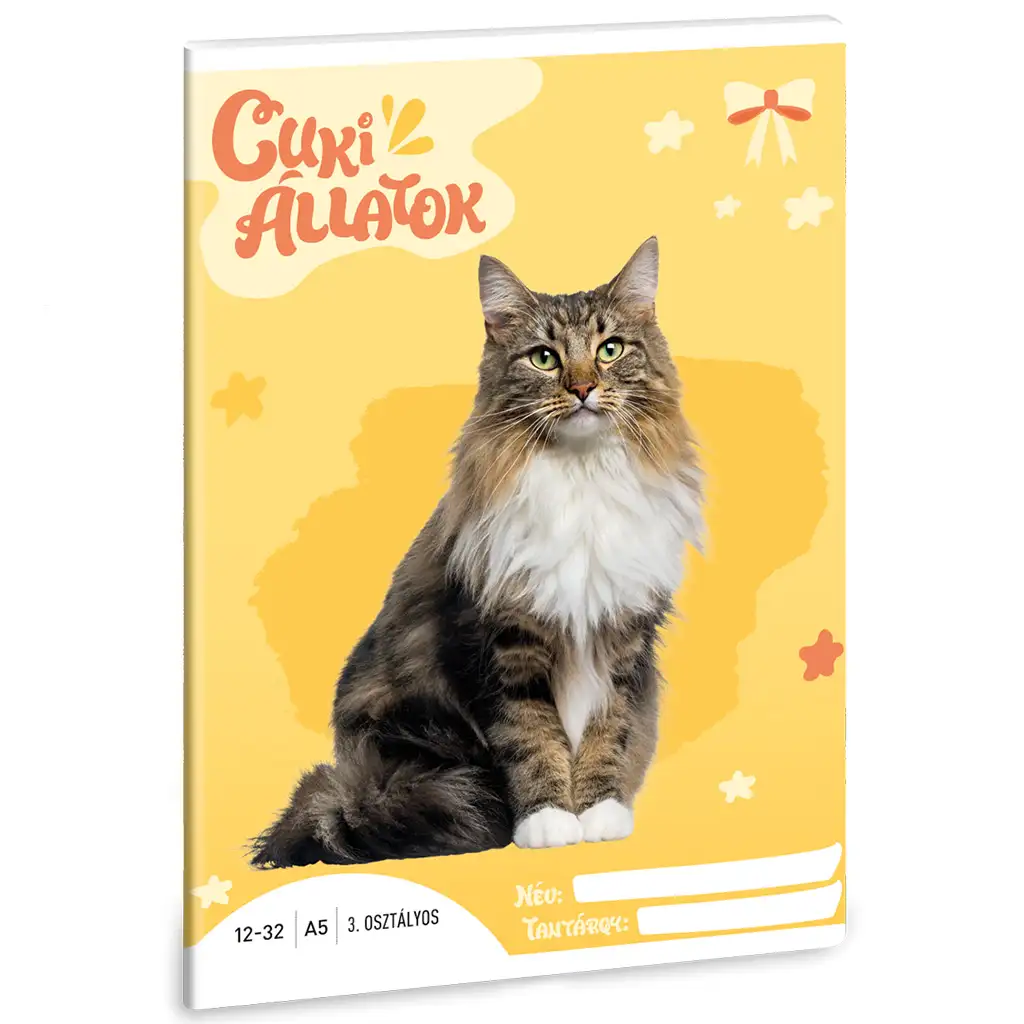Ars Una: Cuki állatok - Norvég macska 3.osztályos vonalas füzet A/5 kép 1