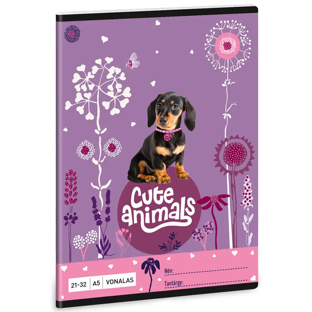 Ars Una: Cute Animals - Puppy tacskós vonalas füzet A/5 kép 1