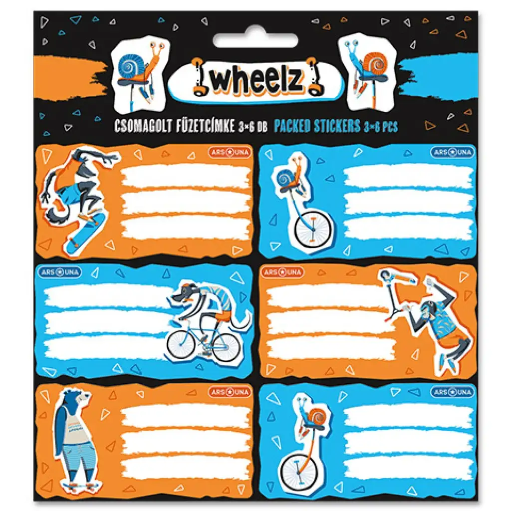 Ars Una: Wheelz csomagolt füzetcímke 3x6db-os kép 1