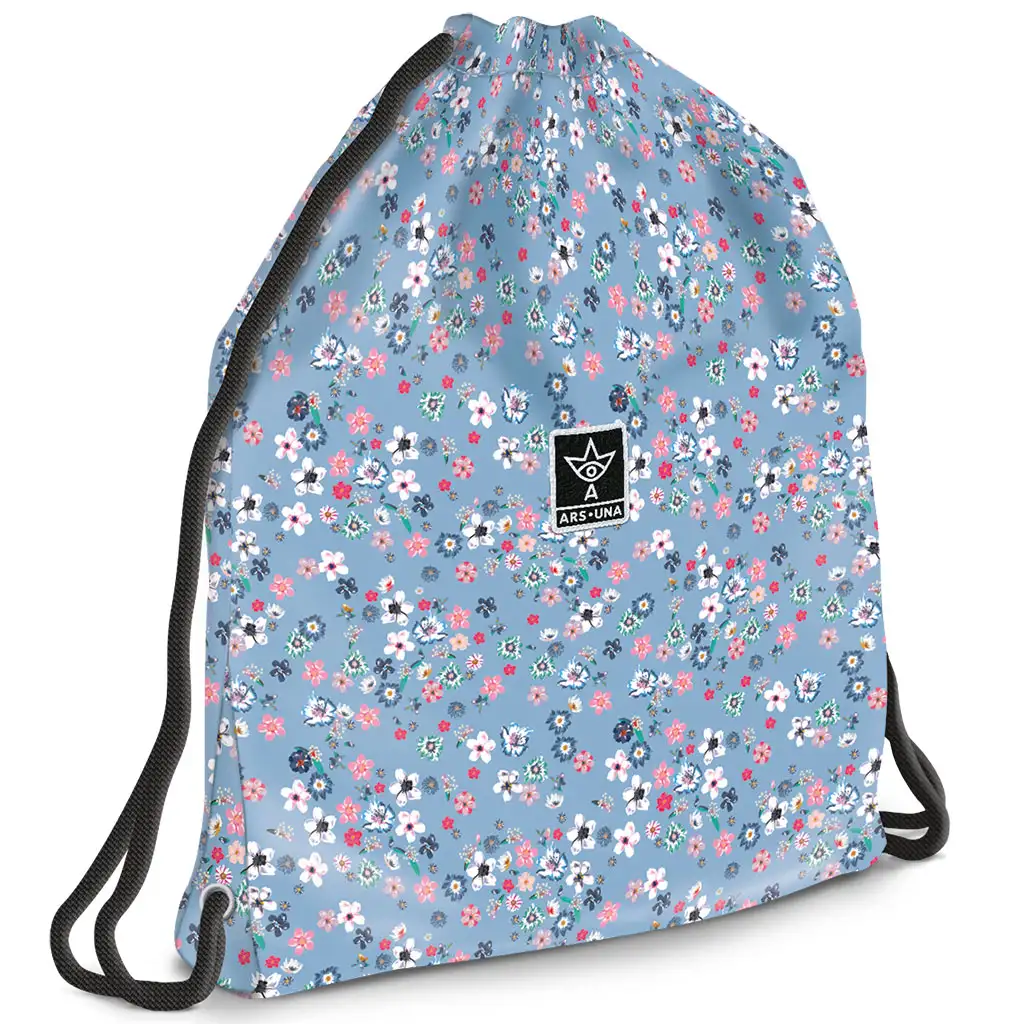 Ars Una: Pearl Blossom Blue virágos tinédzser tornazsák, sportzsák 37,5x46cm kép 1