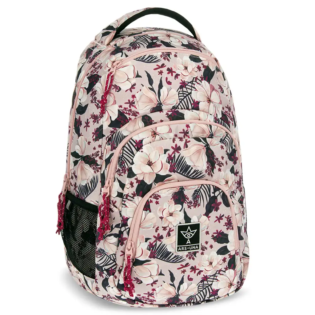 Ars Una: Flowery Pink virágos AU-2 iskolatáska, hátizsák 32x46x22cm kép 1