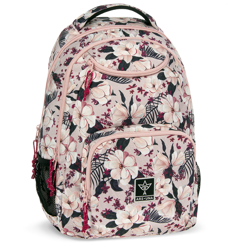 Ars Una: Flowery pink virágos AU-6 iskolatáska, hátizsák 34x45x26cm kép 1