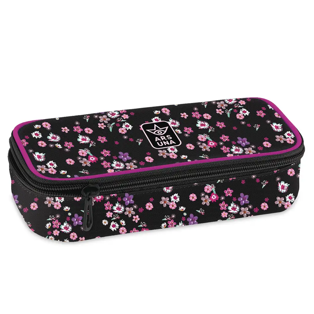 Ars Una: Pearl Blossom Black virágos tinédzser tolltartó 22,5x6x11,5cm kép 1