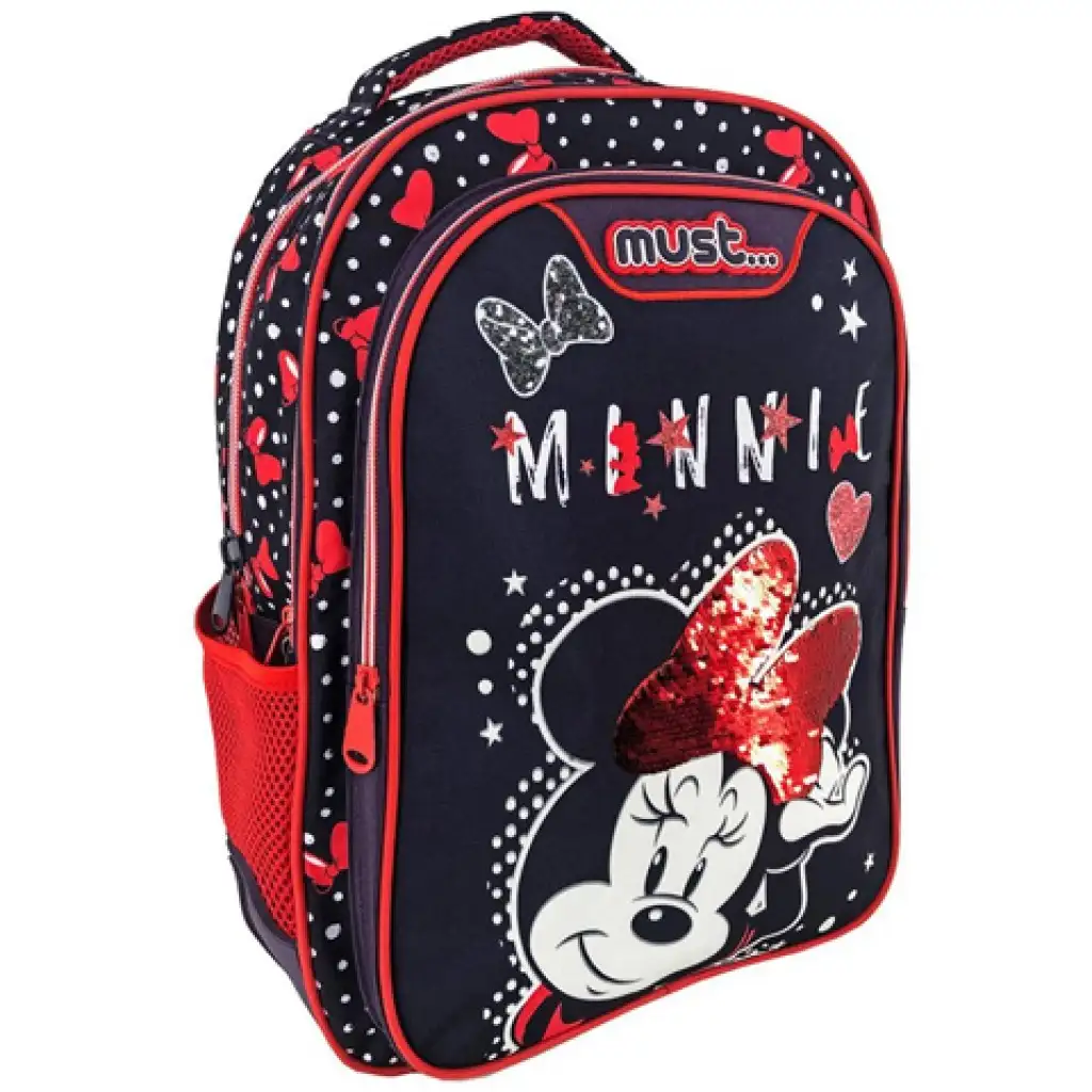 Must: Minnie egeres sötétkék-piros iskolatáska, hátizsák 32x18x43cm kép 1