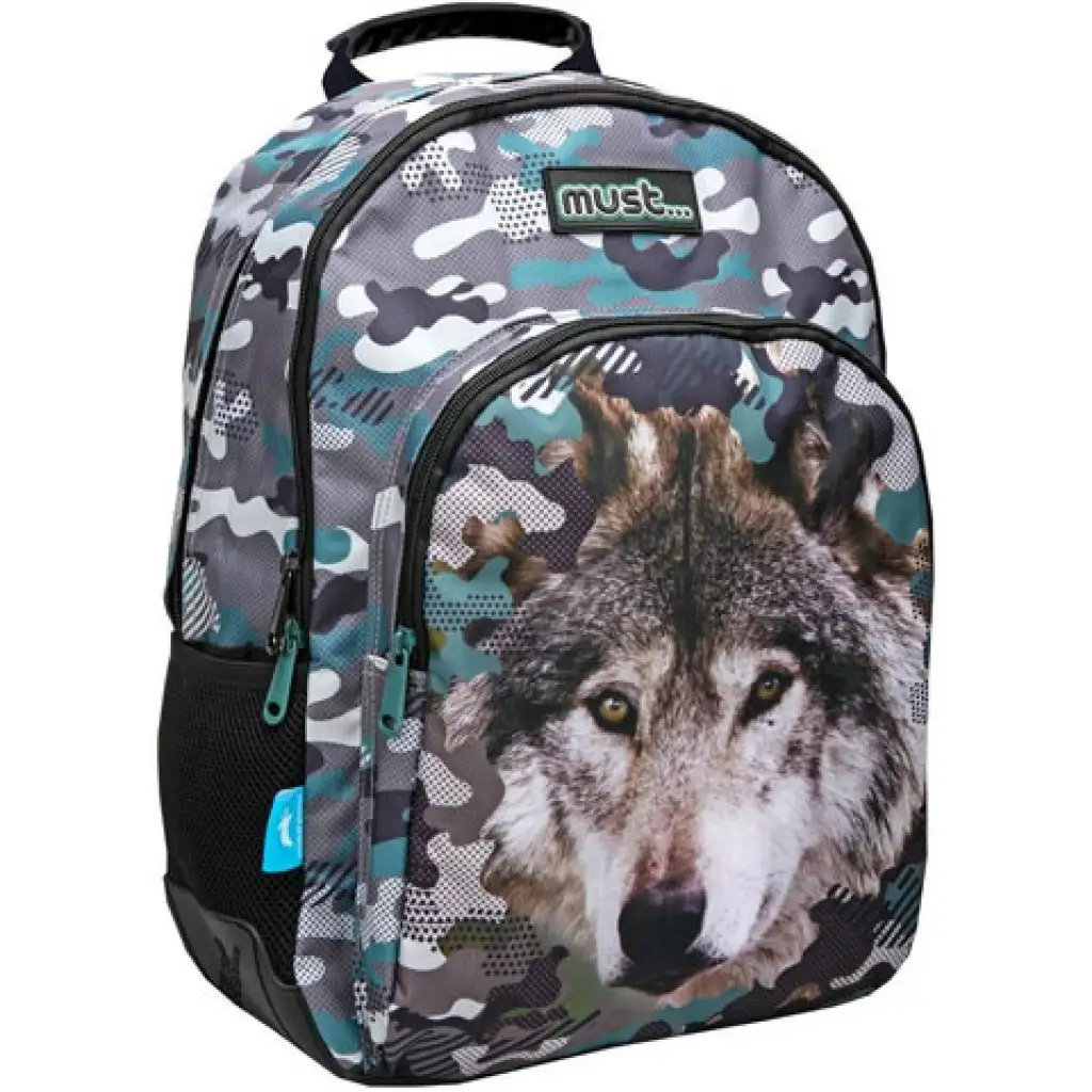 Must... Animal Planet farkas mintás iskolatáska, hátizsák 33x16x45cm kép 1