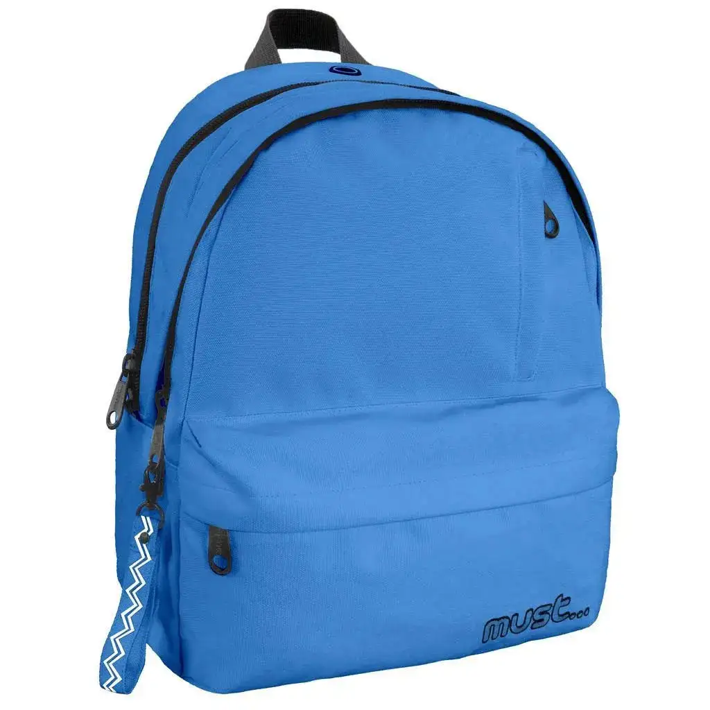 Must: Négyrekeszes lekerekített kék iskolatáska, hátizsák 32x19x42cm kép 1